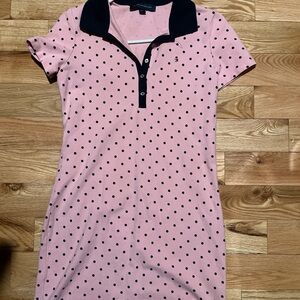 PINK TOMMY HILFIGER POLO DRESS WITH BLUE POLKA DOTS